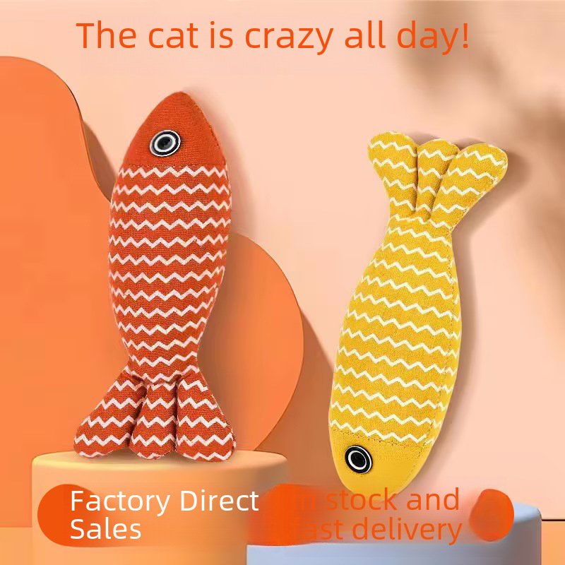 Cat Toy Funny Azabu Fish Toy Self-Happy Cat Toy Containing Cat Mint Cat Toy Pet Cat Mint Toy