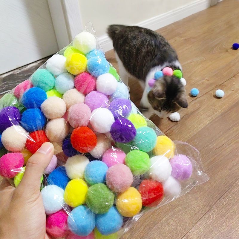Cat toy interactive self-pleasure relief toy gun plush ball launcher silent polyester high elastic hair ball amusing cat stick