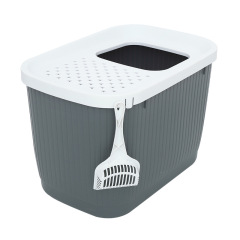 Cat litter box top-in splash-proof with sand extra large smell-proof cat toilet semi-enclosed cat poop basin cat supplies