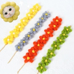 Handmade wool sunflower cat pet dog rabbit decorative collar small daisy cute photo props mohair