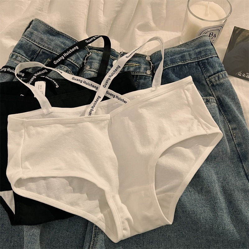 French sports hot girl cross thin strap small waist girl pure cotton underwear women's thin sexy fashion mid-waist underwear