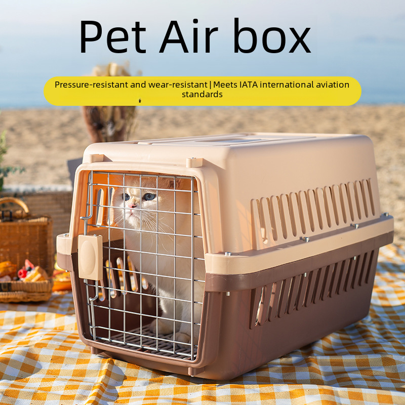 Pet flight box, cat shipping box, dog transport box, portable car-mounted dog cage, Corgi small, medium and large dog special