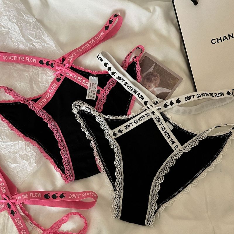 Dopamine~Sexy underwear for women with letters, pure desire, low waist, breathable and comfortable pure cotton briefs
