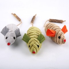 Catnip wood Tianli cat toy plush toy three-color mouse cat interactive chewing molar teeth cleaning toy