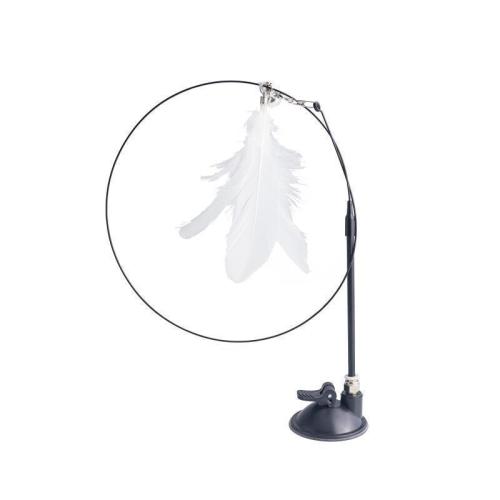 Suction cup cat teasing stick, cat teasing artifact bell, long pole feather cat teasing stick, cat self-pleasure toy, replaceable feather head