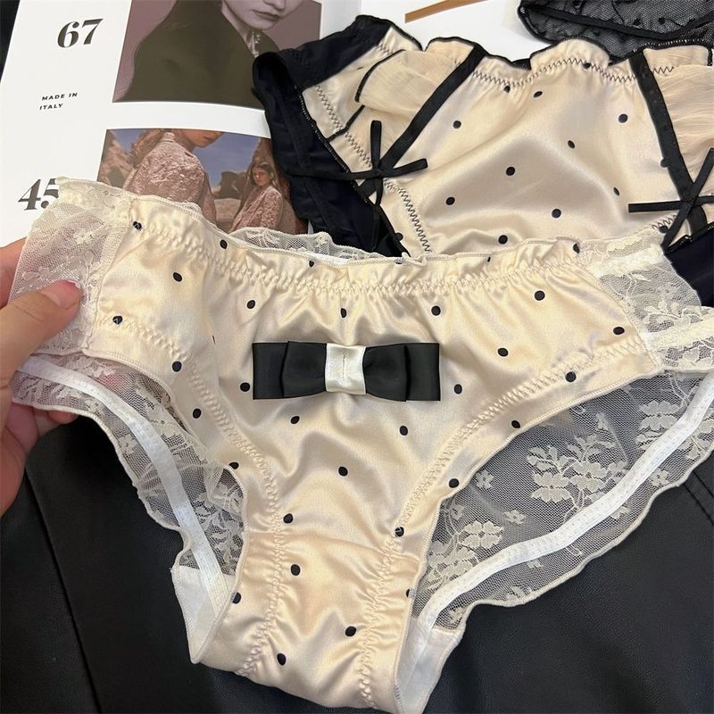 Cute Japanese pure lust style girly lace underwear, feminine new low-waist pure cotton crotch antibacterial women's briefs