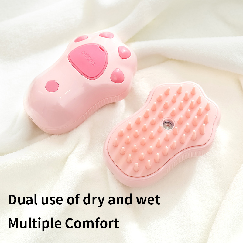 Pet rechargeable no-wash comb for cats and dogs pet electric spray hair removal comb one-touch spray anti-flying hair massage comb