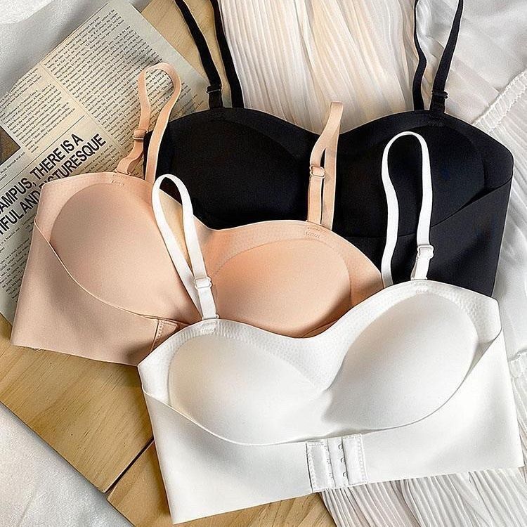 Summer Ice Silk Seamless Strapless Underwear Women's Small Breast Gathering Anti-Slip Non-Falling Invisible Bra Tube Top