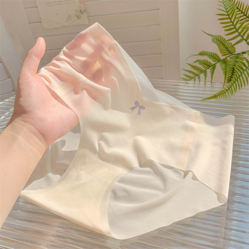 Lightweight Mask Method ~ Girls Ice Silk Seamless Breathable Mask Women's Mulberry Silk Crotch Breathable Underwear Women 2024 New Style