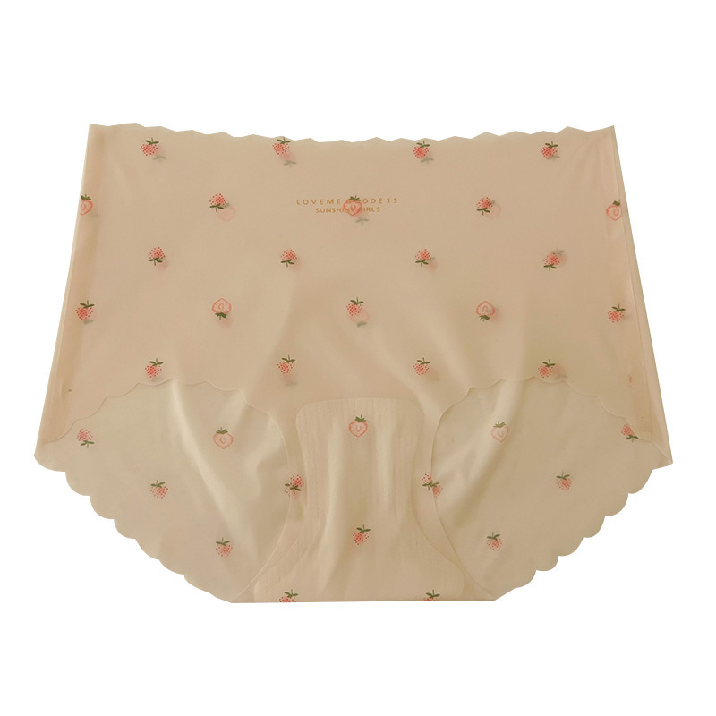Facial Mask Pants Ice Silk Seamless Underwear Women's Strawberry Girl Sexy Peach Butt Quick-drying Naked Butt-covering Women's Briefs