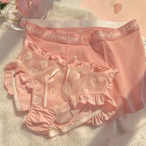 Cotton love jacquard cute companion men and women couple underwear one man and one woman sweetheart sexy pure desire new style