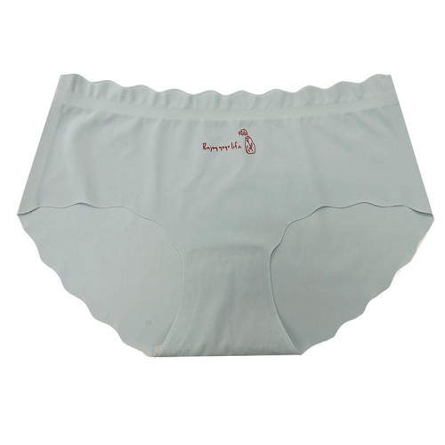 Seamless ice silk women's underwear women's pure cotton crotch mid-waist nude comfortable breathable high elastic plus size girl's briefs