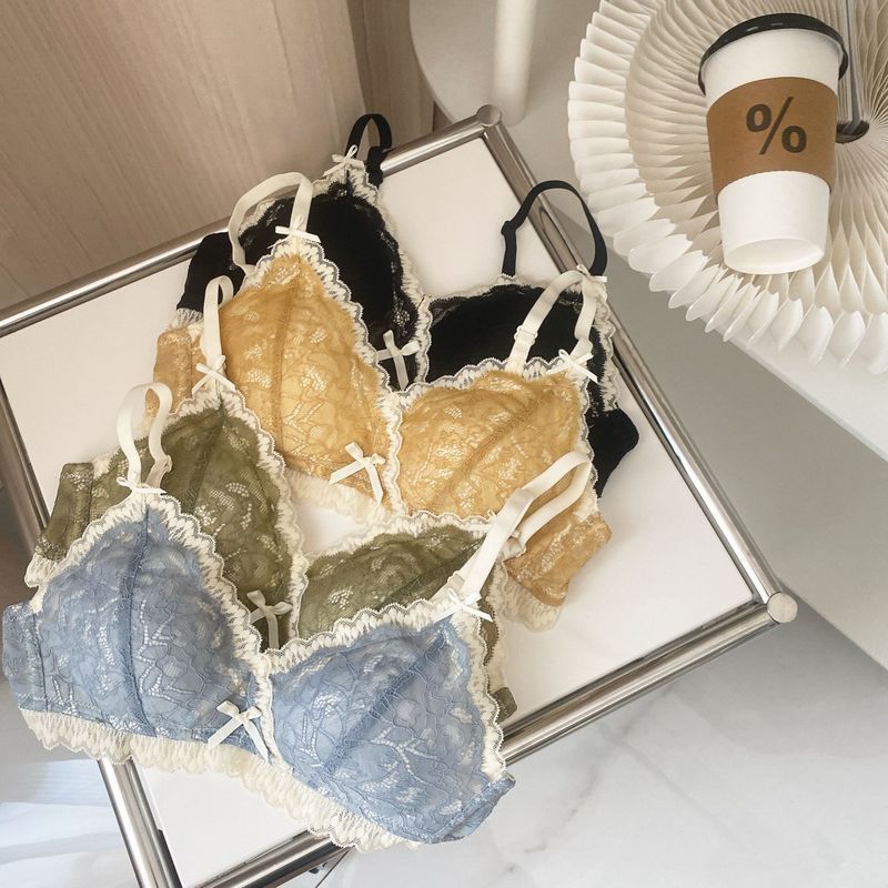 Thin triangular cup lace push-up side-shrinking comfortable underwear women's secondary breast-shrinking anti-sagging top-up bra