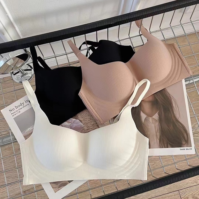 Original seamless small breast push-up flat chest large bra women's underwear without steel rims comfortable breast-retracting anti-sagging bra