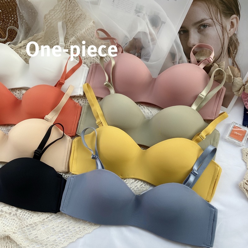 New glossy seamless bra push-up wedding dress strapless candy-colored student underwear non-slip bra