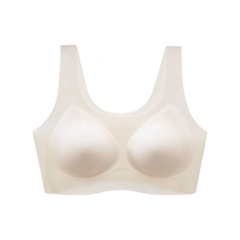 No size ice silk seamless underwear for women summer cool thin fixed cup small breast push-up bra