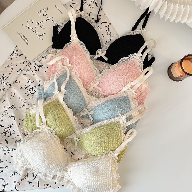 French triangle cup girl's underwear without steel ring high side push-up bra thin comfortable breathable seamless bra