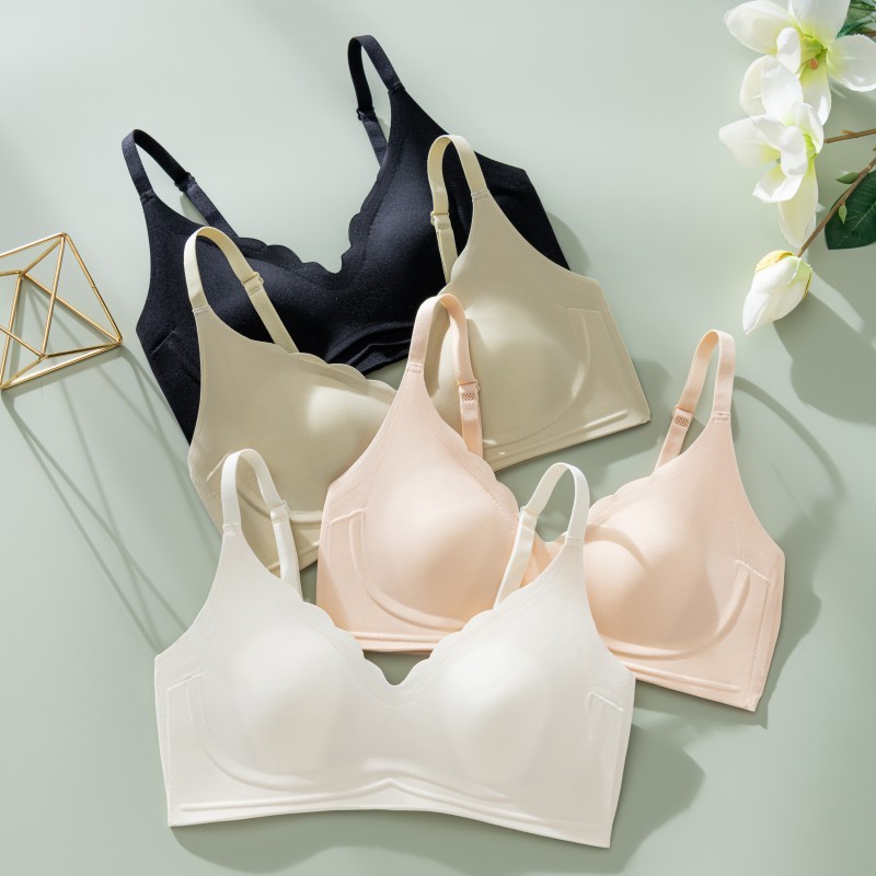 Women's thin summer soft support anti-sagging breathable and cool seamless rabbit ears bra for women with large breasts and small breasts