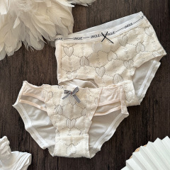 Love plush texture cotton silk protein crotch comfortable and warm mid-waist boxer hip underwear briefs girly style