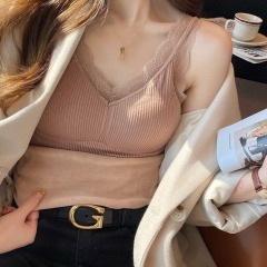 Autumn and winter bear bud plus velvet thickened thermal vest for women with chest pad and inner base slim fit heating thermal underwear