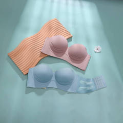 Underwear, strapless, non-slip, push-up, large breasts, mm, thin, no steel ring, auxiliary breast support, seamless women's bra, latex