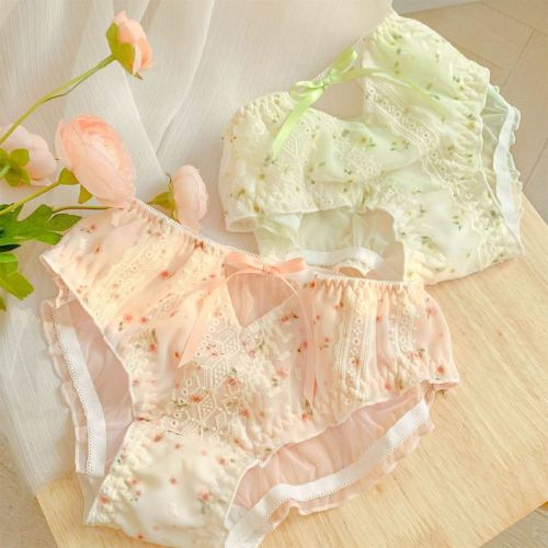 Garden of Eden~Japanese girl cute and sweet mesh women's pure lust lace mid-waist breathable and comfortable underwear