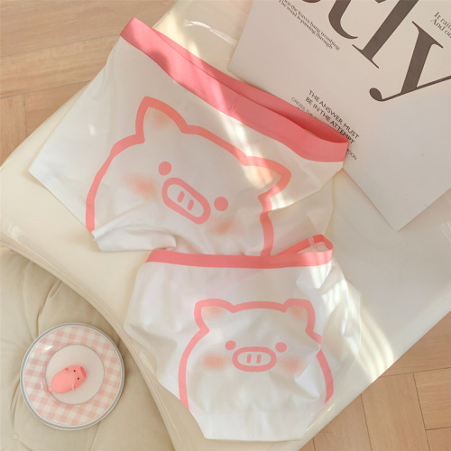 Pig couple underwear, one man and one woman, summer new fashion trend, cartoon male boxer briefs, female triangle shorts