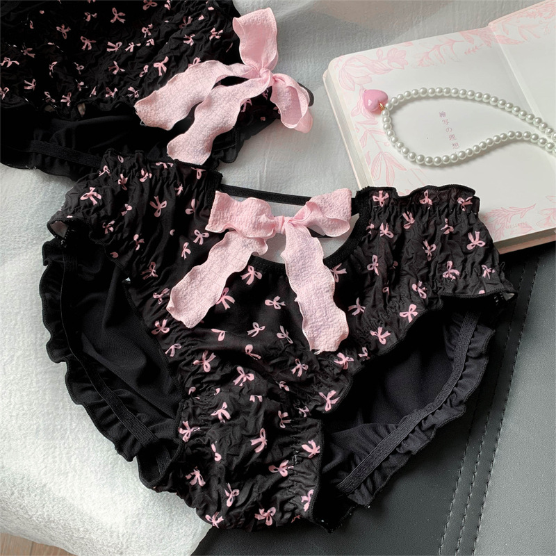 Japanese cute pure desire large size underwear for fat mm 200 pounds ladies sexy new bow briefs