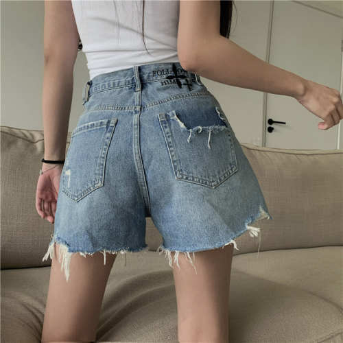 Real shot!  Stylish ripped denim shorts