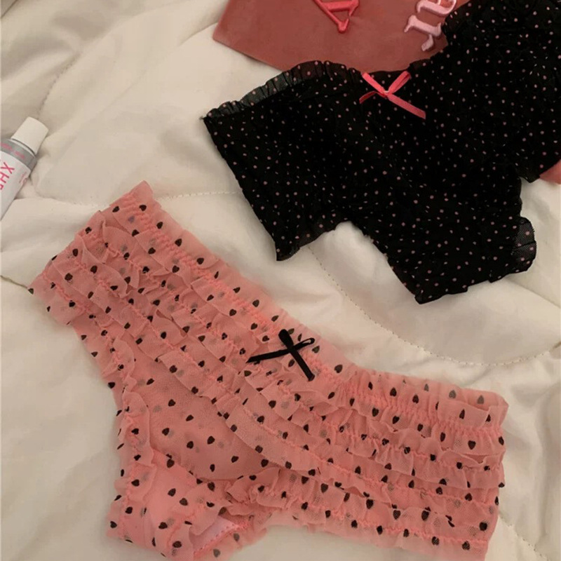 Thousand layers of soufflé~Girl's birthday sweet lace mesh women's low-waist pure lust sexy underwear women's new underwear