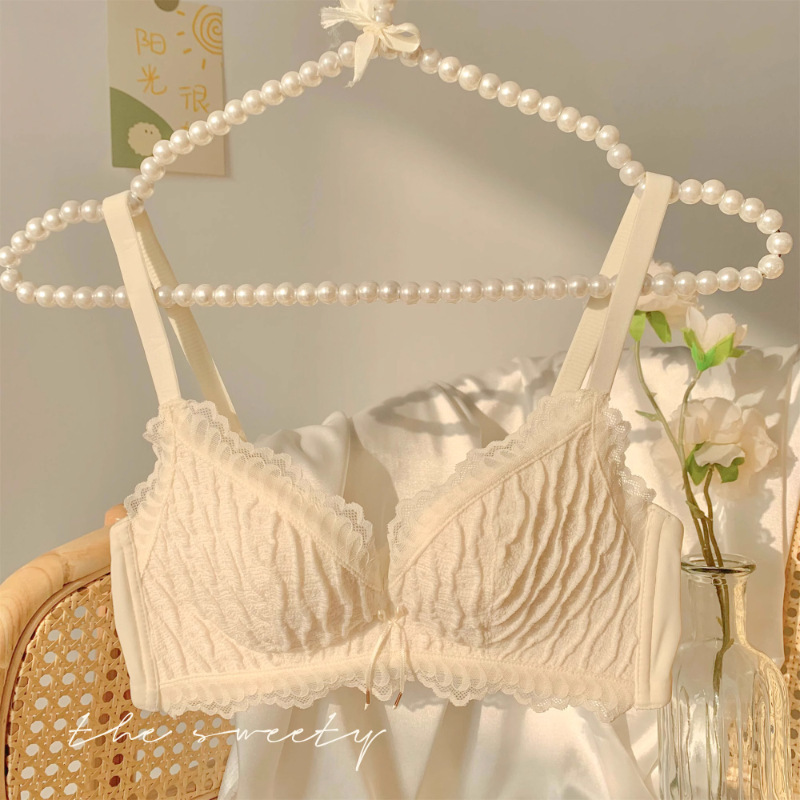 Summer thin French girl bra, small breasts gathering, anti-sagging, secondary breasts, no wires, sweet pure lust underwear for women