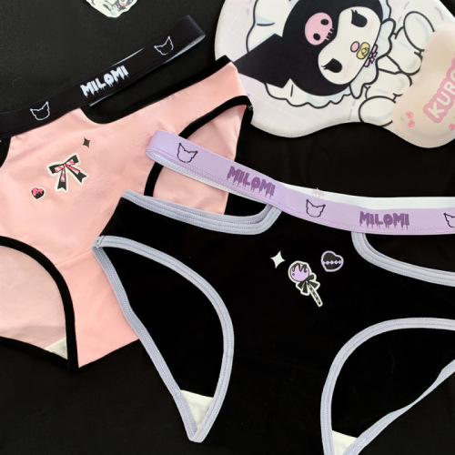 Tianku~Cute Kuro Girl Cartoon Pattern Pure Desire Strap Hollow Sweet Spicy Dark Underpants Women 2024 New Style