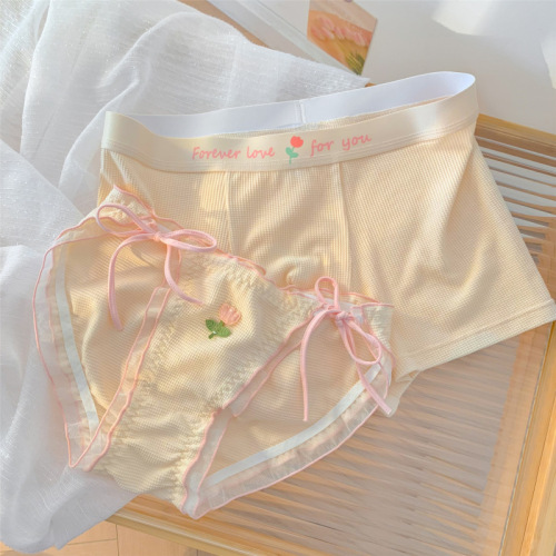 Japanese sweet tulip couple underwear couple style one man and one woman summer new pure lust sexy shorts