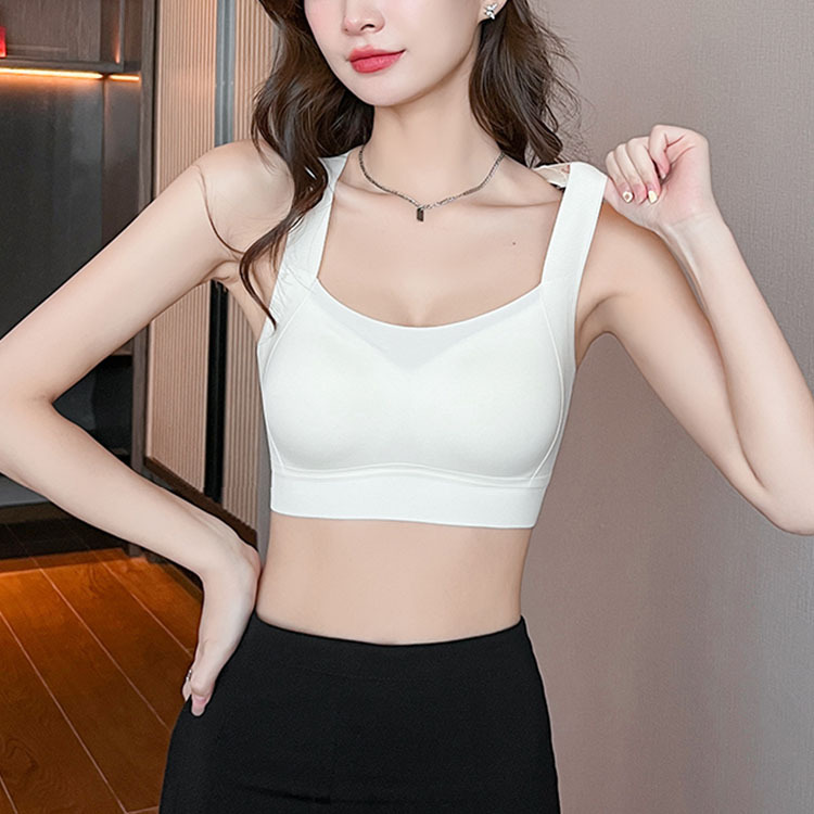 One-piece seamless sports bra for women, thin, beautiful, back running, shock-proof, large breasts, small breast vest, bandeau bra