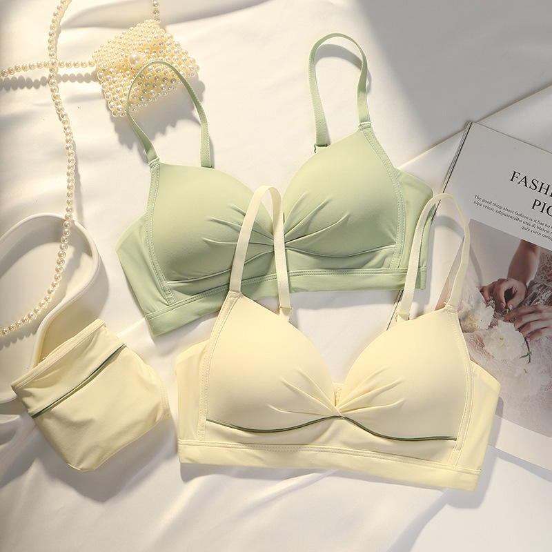 Japanese wire-free underwear for women with small breasts, push-up thin bra, secondary breast collection, college girl underwear bra set