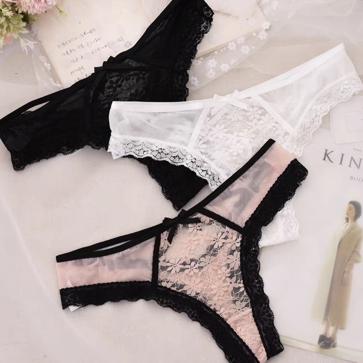 European and American sexy underwear women's cross strap low waist hollow temptation thong sexy T pants seamless underwear