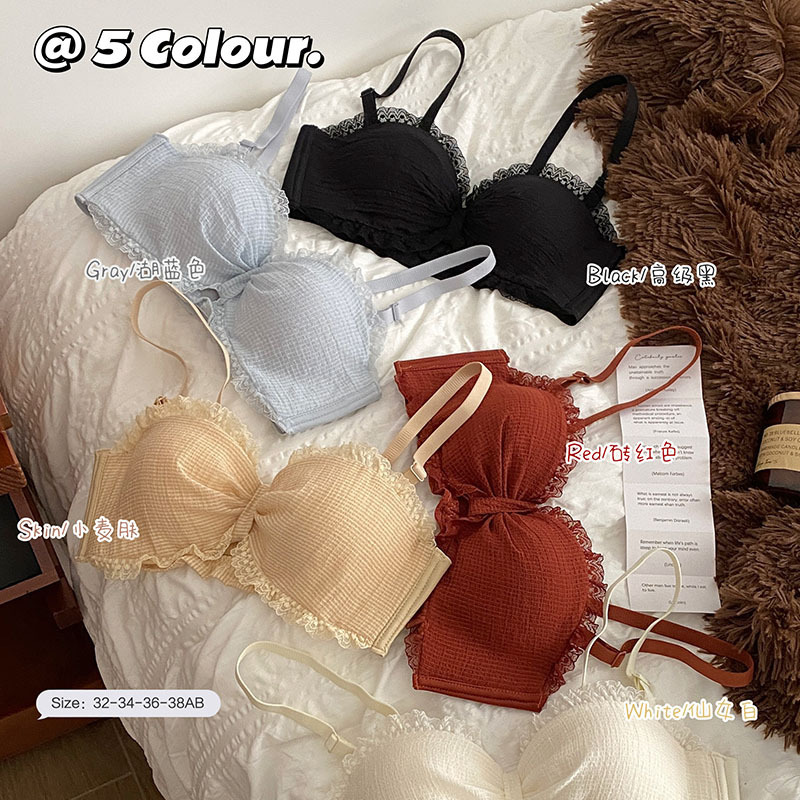 Autumn and winter new girl sexy hollow two-wear strapless bra non-slip sweet small breast push-up underwear foreign trade