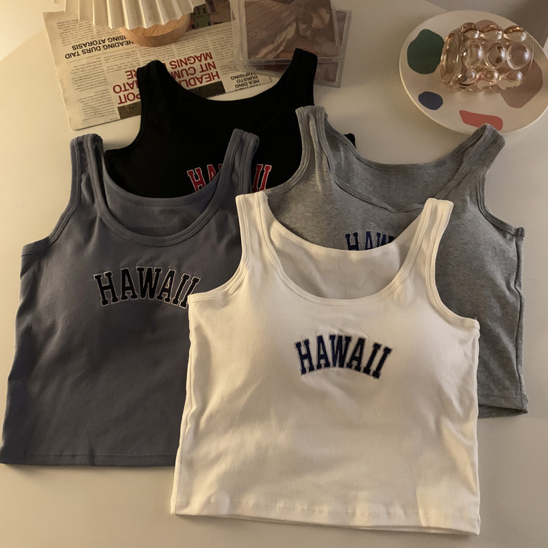 Internet celebrity's same style letter vest with breast pads for women with summer seamless print, slim fit hot girl's beautiful back tube top for outer wear