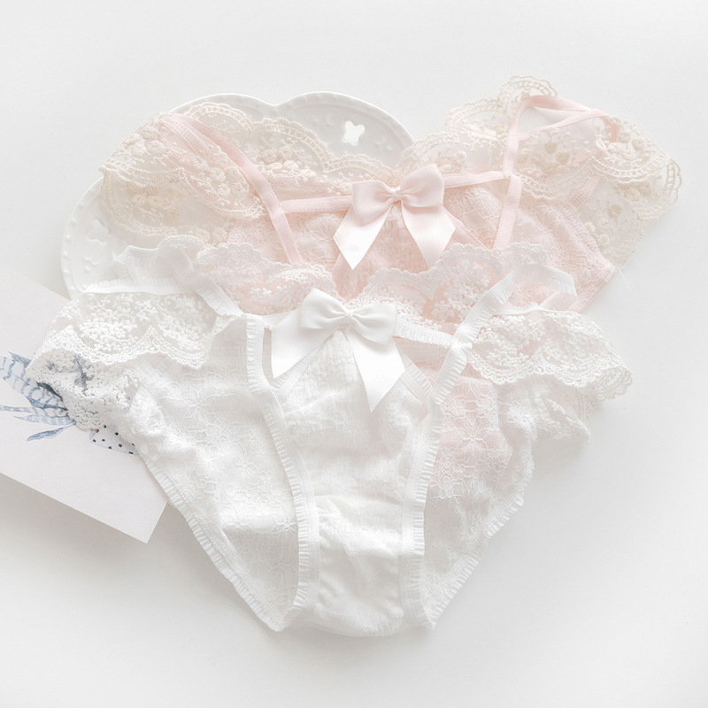 Light luxury embroidered lace panties wholesale low-waist hollow briefs feminine pure desire women's leggings