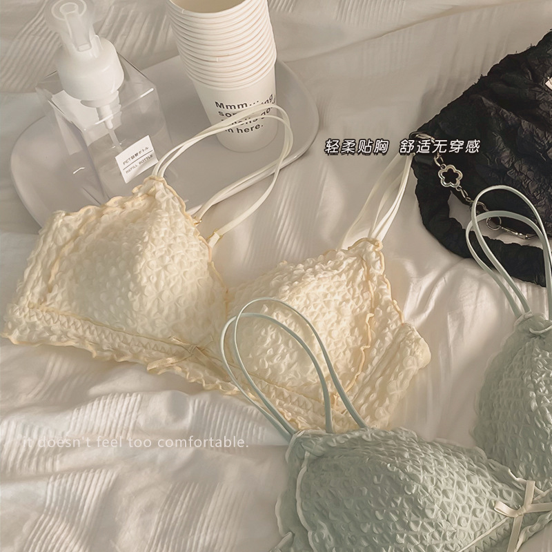 Jia Zhi Pure Puff Underwear Summer Thin Style Women's Big Breast Revealing Small Breast Gathering Comfortable Back Anti-Sagging Tightening Bra