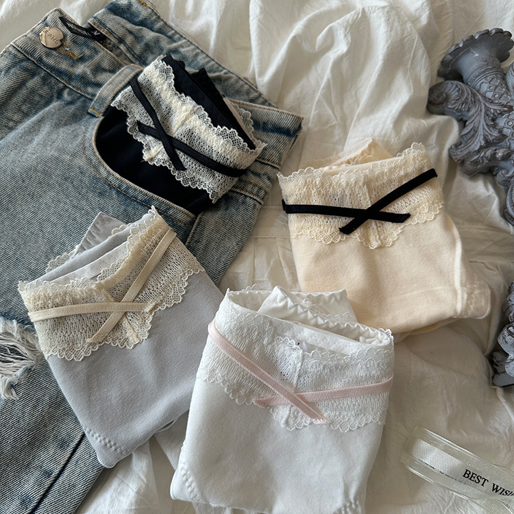 Little lady~New skin-friendly and comfortable cotton lace bow, sweet and thoughtful waist bag buttocks underwear, ladylike temperament