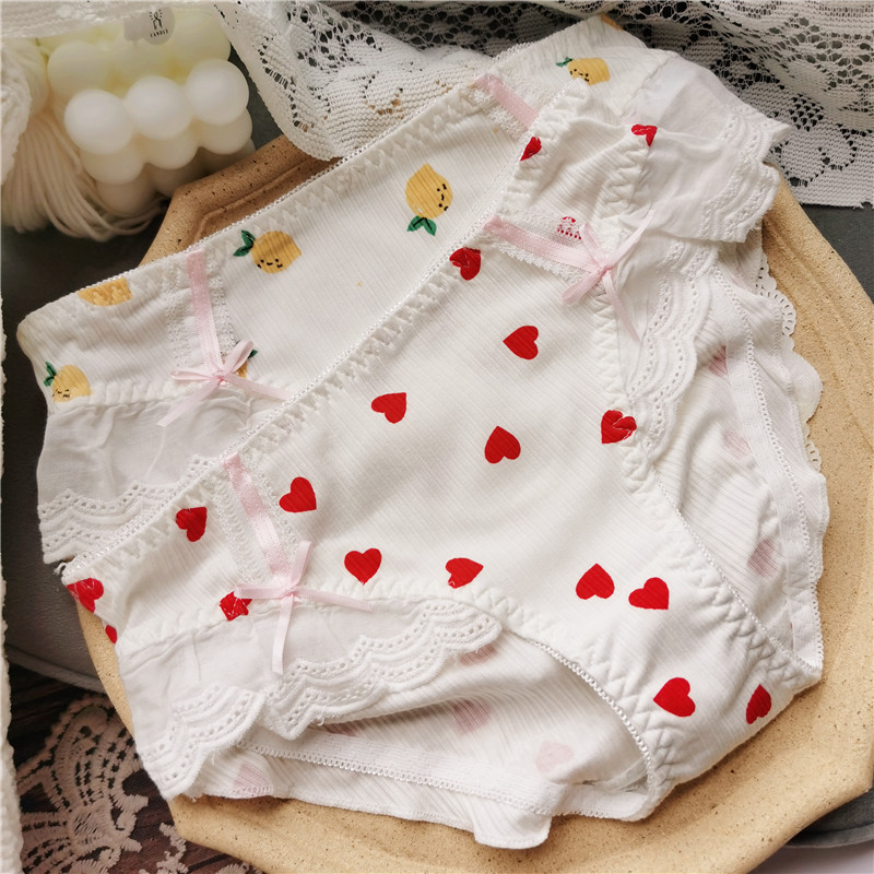 Fruitland#Sweet little princess cute cotton lace low-waist women's underwear