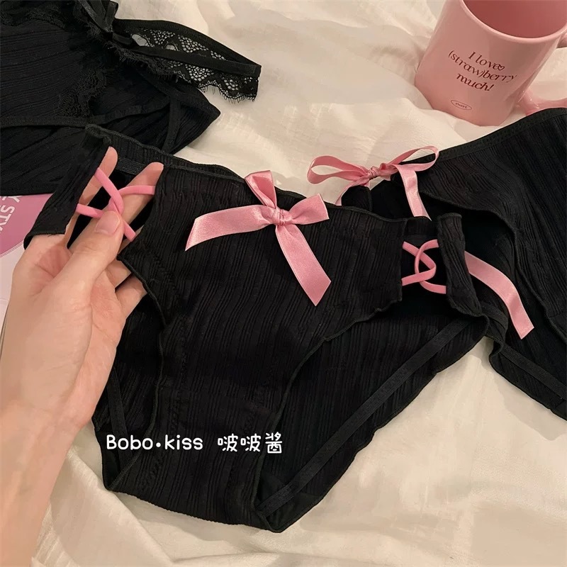 Sweet pure lust style hollow sexy underwear women's pure cotton crotch 2024 new summer thin lace triangle