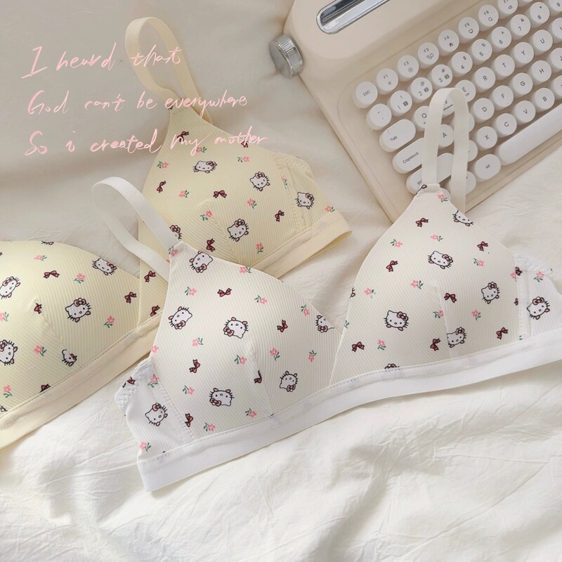 New style seamless girl underwear, no rims, female student sports triangle cup fixed cup, sweet, comfortable and versatile bra