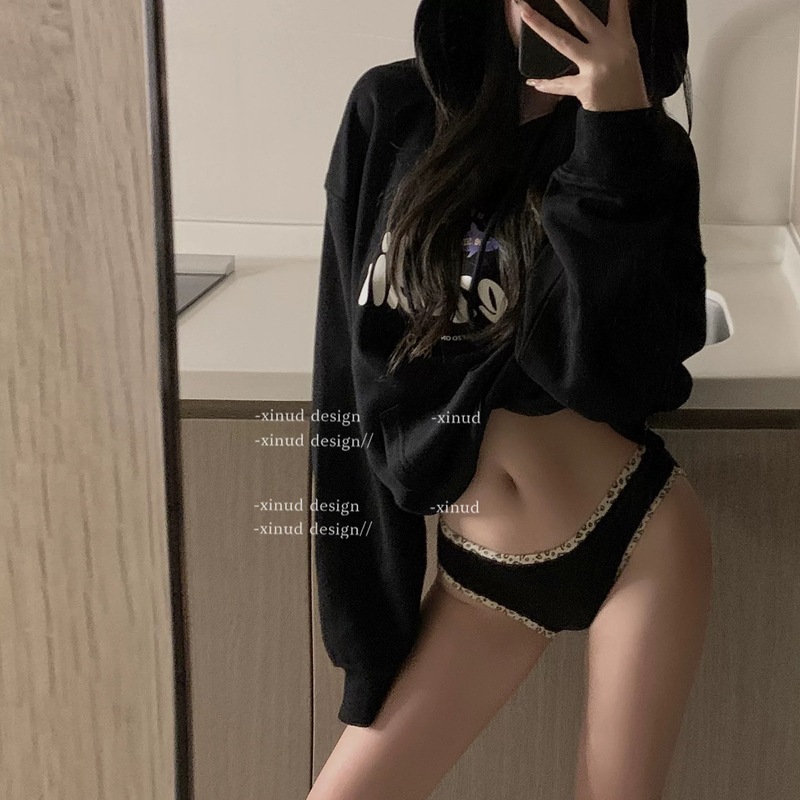 Sports Breast Leopard* Comfortable and Simple Cotton Briefs Antibacterial Leopard Print Edge Spring and Autumn Girls' Underwear