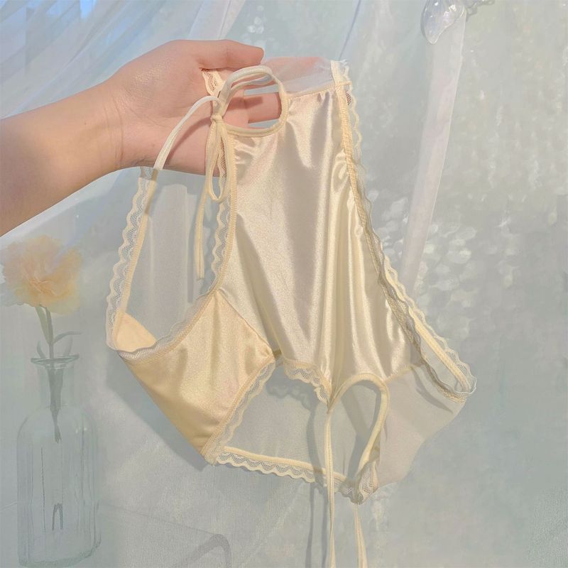 Thrilling heartbeat ~ French satin pure desire women's hollow lace strap panties for women 2024 new style sexy for girls