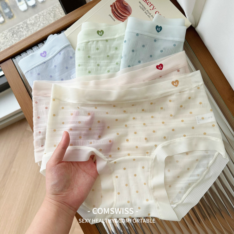 N8525 Spring and summer new product 7A antibacterial fresh polka dot mesh breathable simple women's underwear 7A cotton crotch