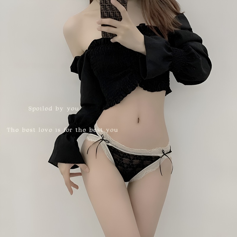 Pure sexy lace underwear for women, nude, seamless, one-piece, breathable, low-waist, pure cotton, soft crotch briefs for women