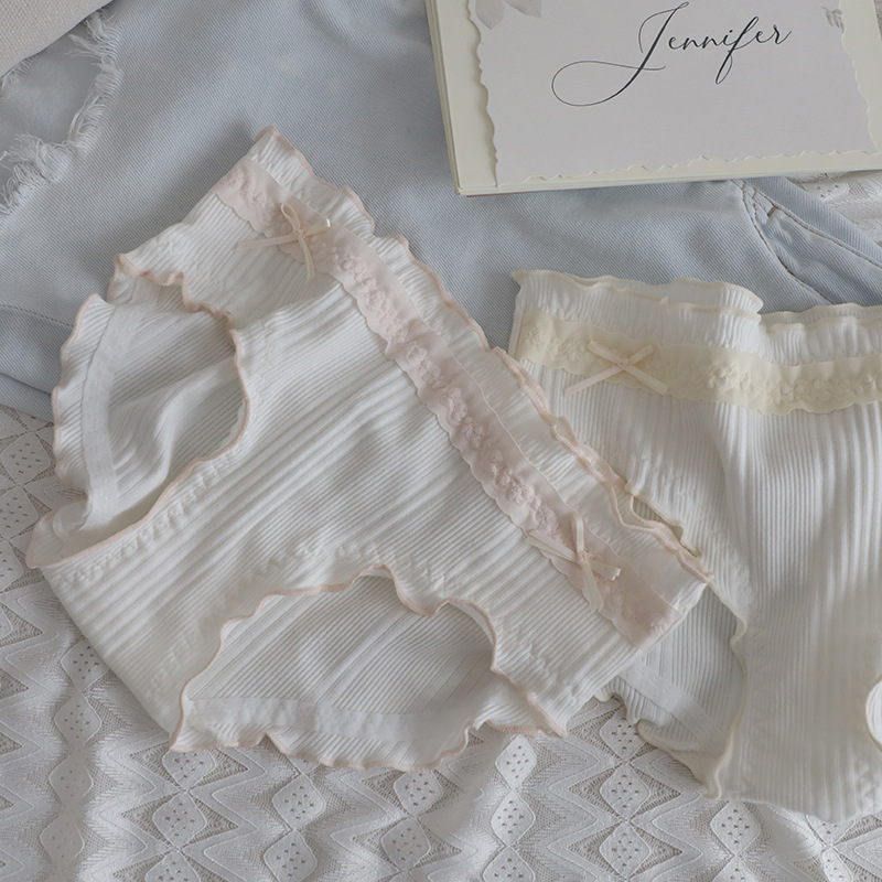 Original milk raw coconut Korean style versatile and sweet triangle cotton women's underwear cute student bag hip mid-waist girl underwear