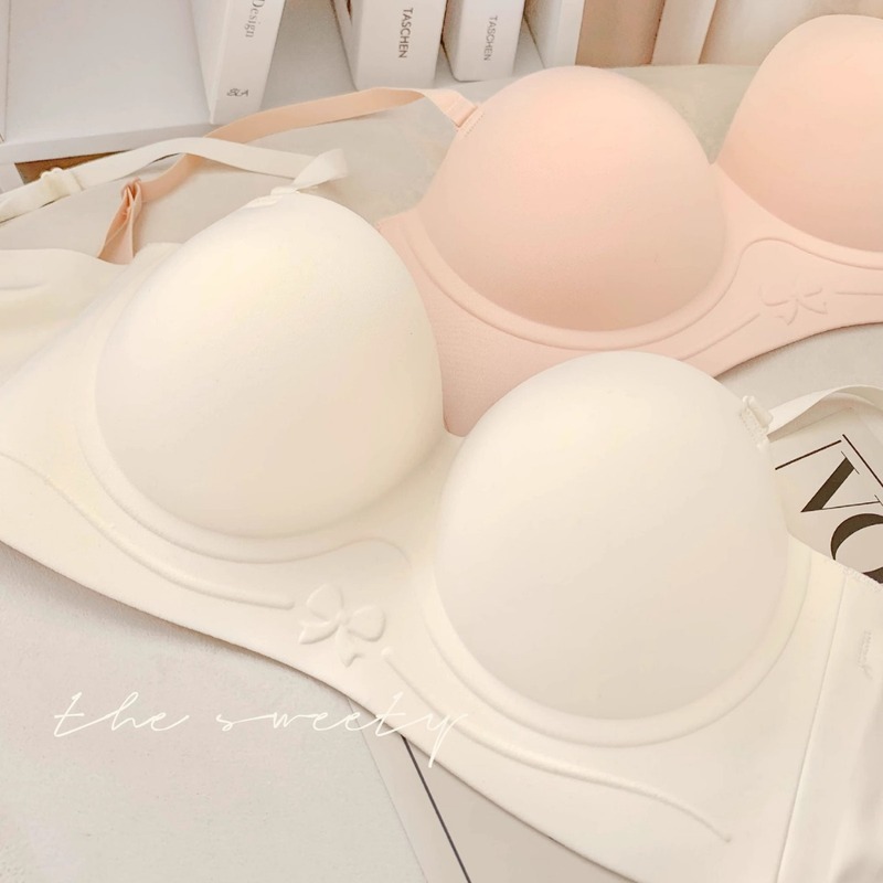 Underwear for women with small breasts, large and comfortable, seamless half-cup round breasts, expanded fixed cup bra